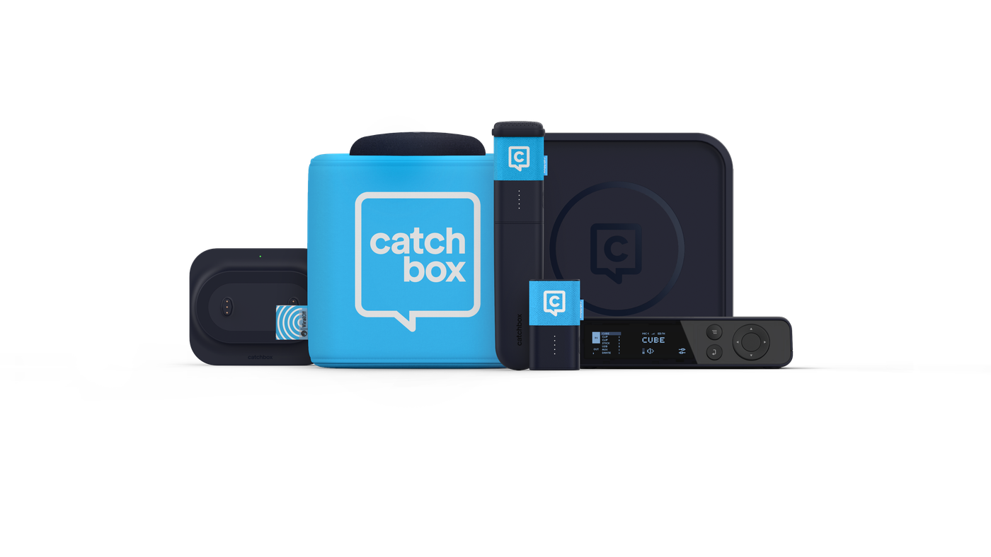 Catchbox Cube in a blue cover